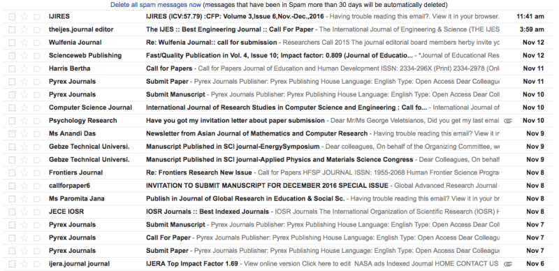 a list of spam emails